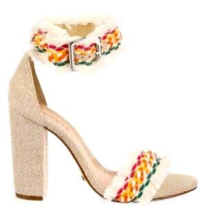 Schutz Zoola Embroidered Sandals in Multi/Natural